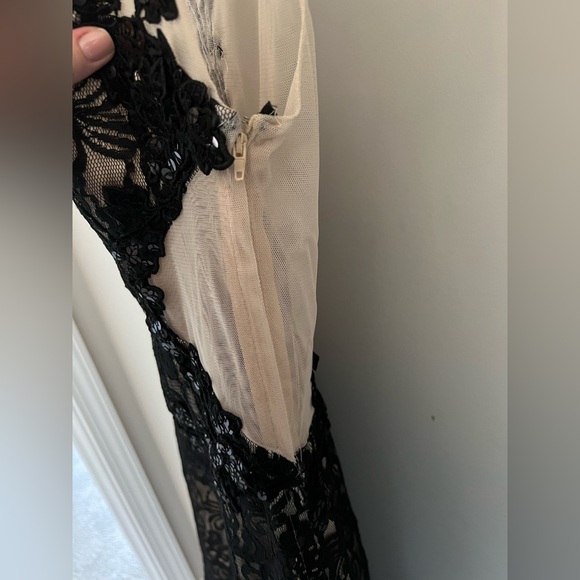 Masquerade lace black and sheer mermaid style floor length formal prom dress - Picture 5 of 6